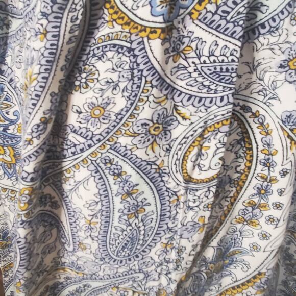 Old Navy Smocked Fit Flare Blue Paisley Midi Dress On/Off Shoulder Boho Milkmaid - Picture 2 of 10